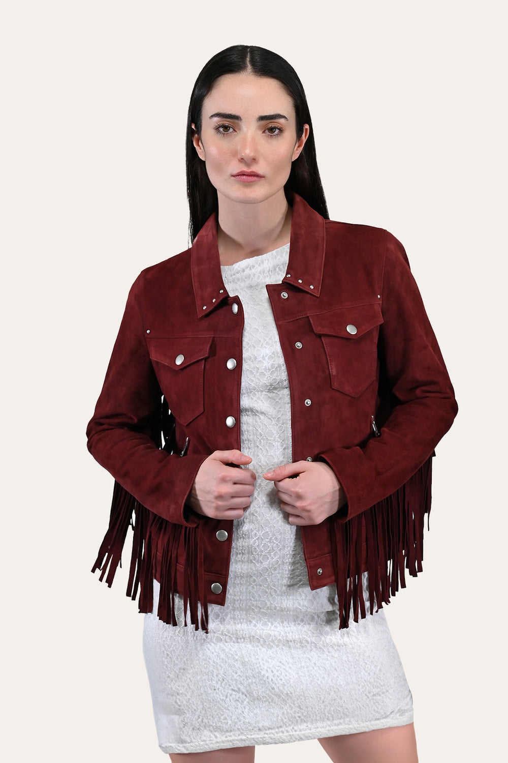 Women’s Oxblood Nash Trucker Suede Jacket