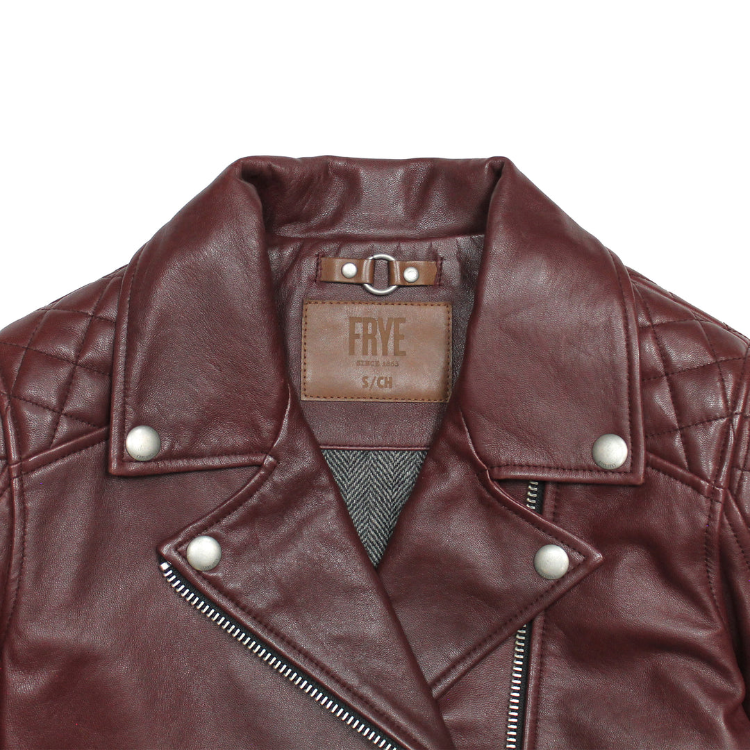 Women’s Oxblood Oklahoma Nappa Leather Biker Jacket