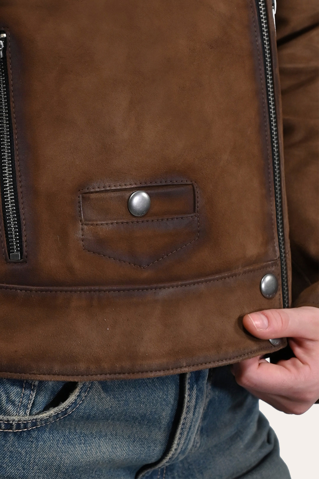 Women’s Dark Taupe Oakley Vintage Suede Biker Jacket