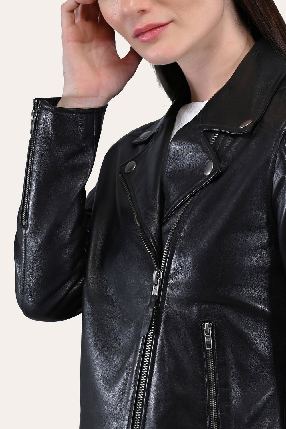 Women’s Black Oklahoma Biker Leather Jacket