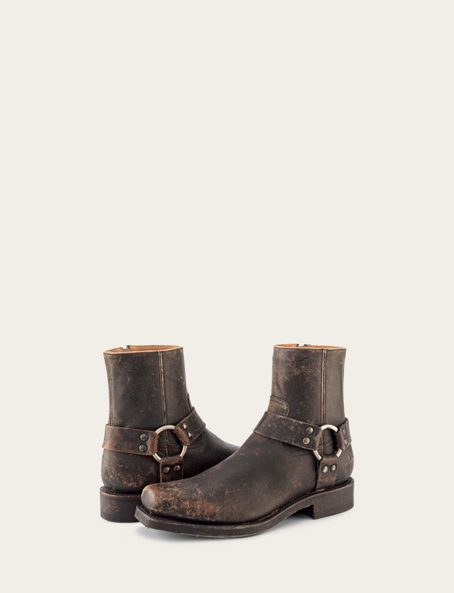 Men's Antiqued Black Conway Harness Moto Boots