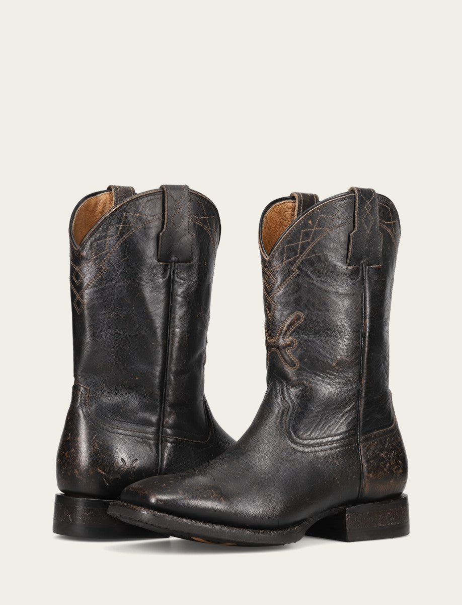 Men's Black Hauser Logo Stitch Boots