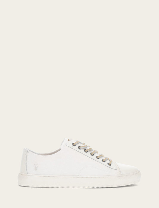 Men's White Astor Cap Toe Low Lace Sneakers
