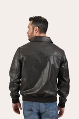 Men’s Dark Brown Dusty Trucker Leather Jacket