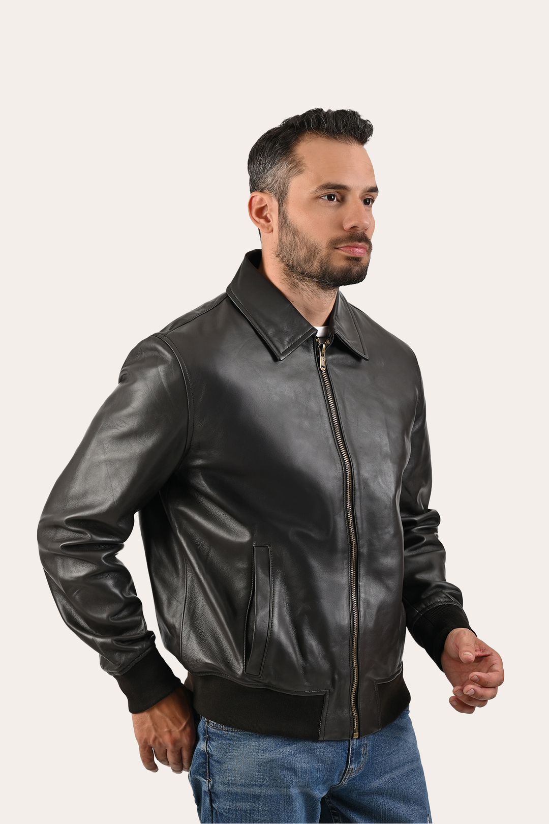 Men’s Dark Brown Dusty Trucker Leather Jacket