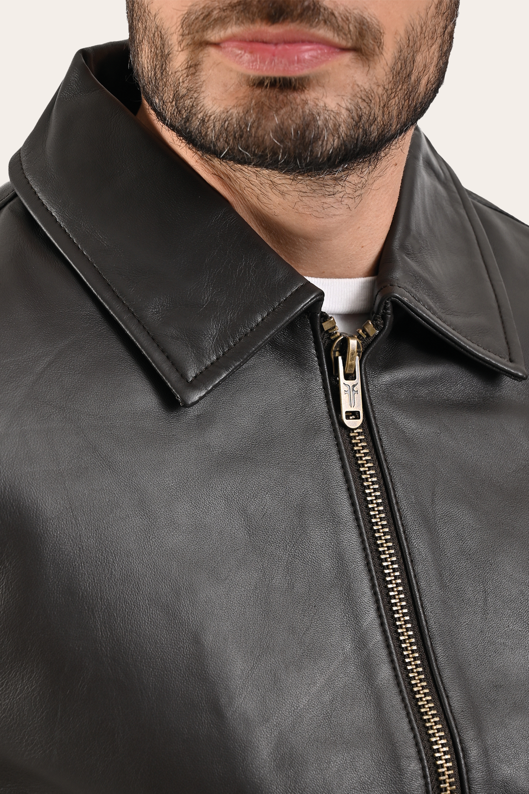 Men’s Dark Brown Dusty Trucker Leather Jacket