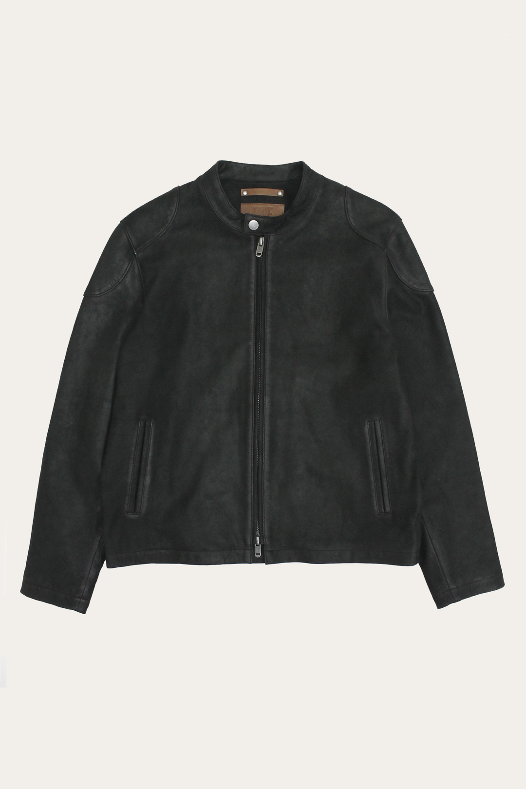 Men’s Black Gannon Lamb Leather Racer Jacket