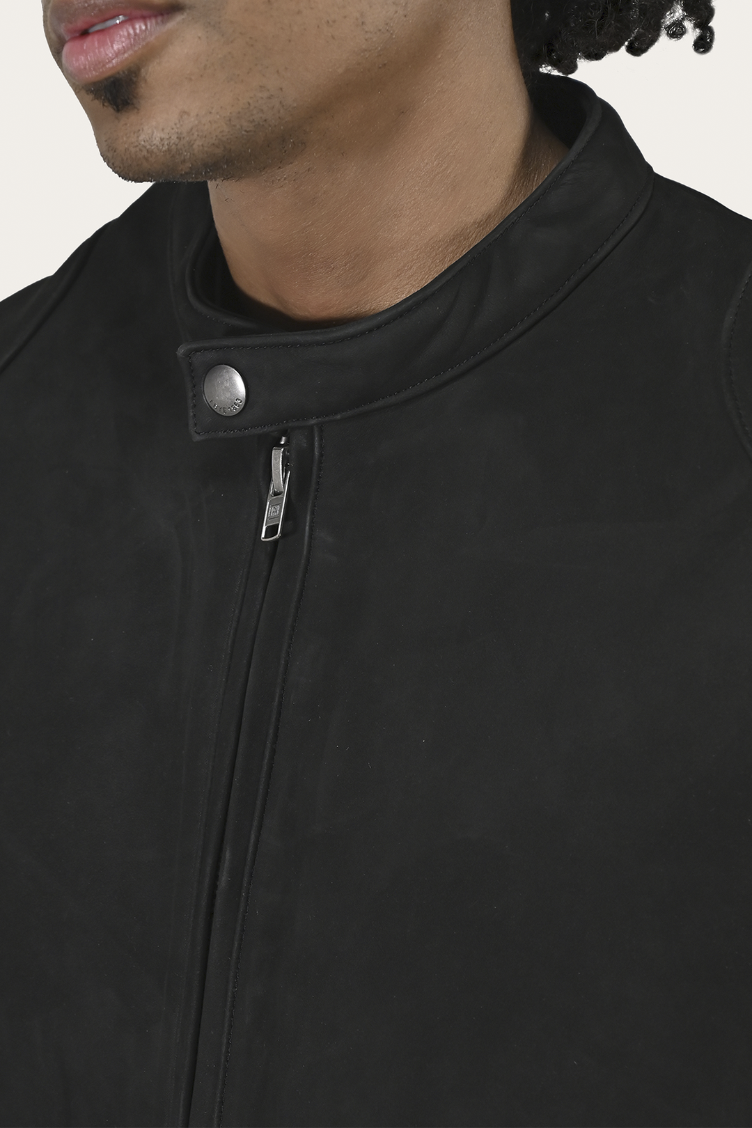 Men’s Black Gannon Lamb Leather Racer Jacket