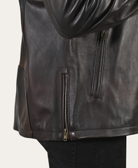 Men’s Cognac Black Huck Cowhide Racer Leather Jacket