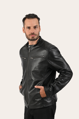 Men’s Black Pioneer Racer Leather Jacket