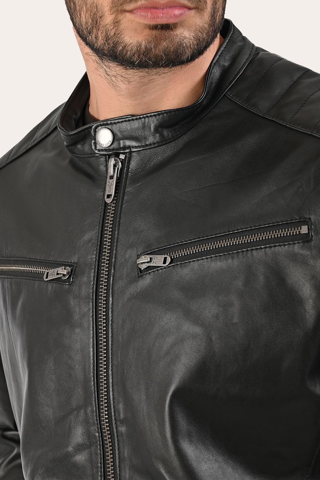 Men’s Black Pioneer Racer Leather Jacket