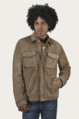 Men’s Taupe Brock Suede Utility Shacket