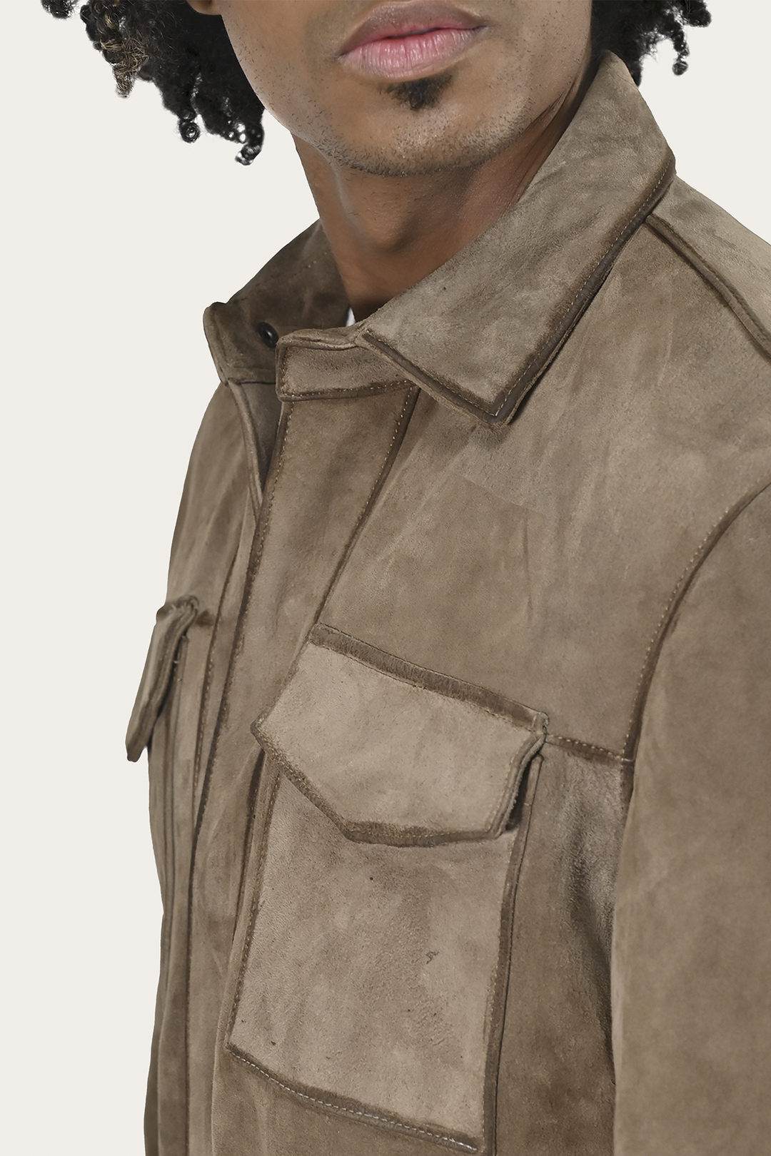 Men’s Taupe Brock Suede Utility Shacket