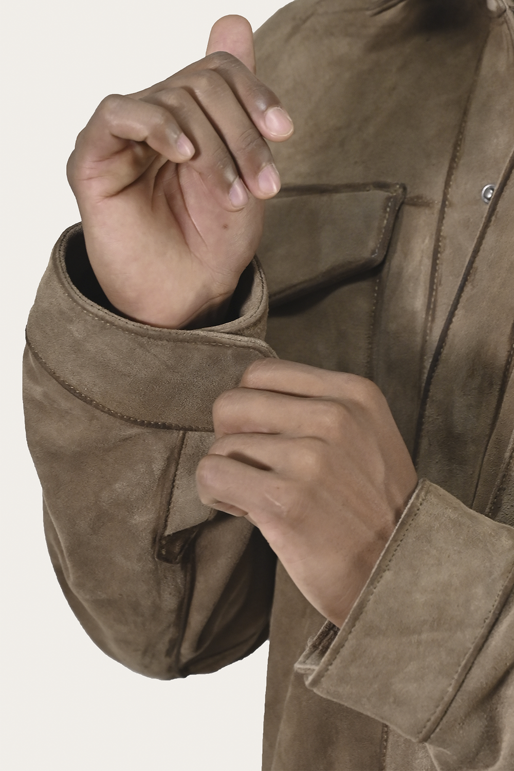 Men’s Taupe Brock Suede Utility Shacket