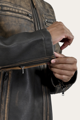 Men’s Brown Beige Leland Ombre Leather Jacket