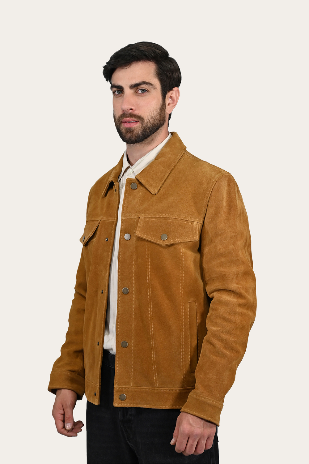 Men’s Tan Trailblazer Trucker Suede Jacket