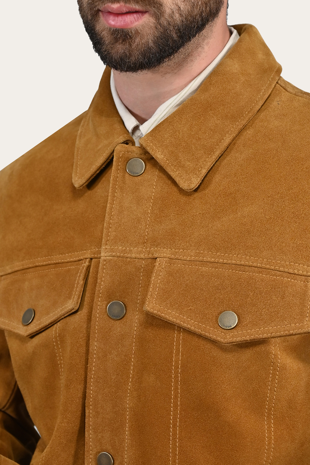 Men’s Tan Trailblazer Trucker Suede Jacket