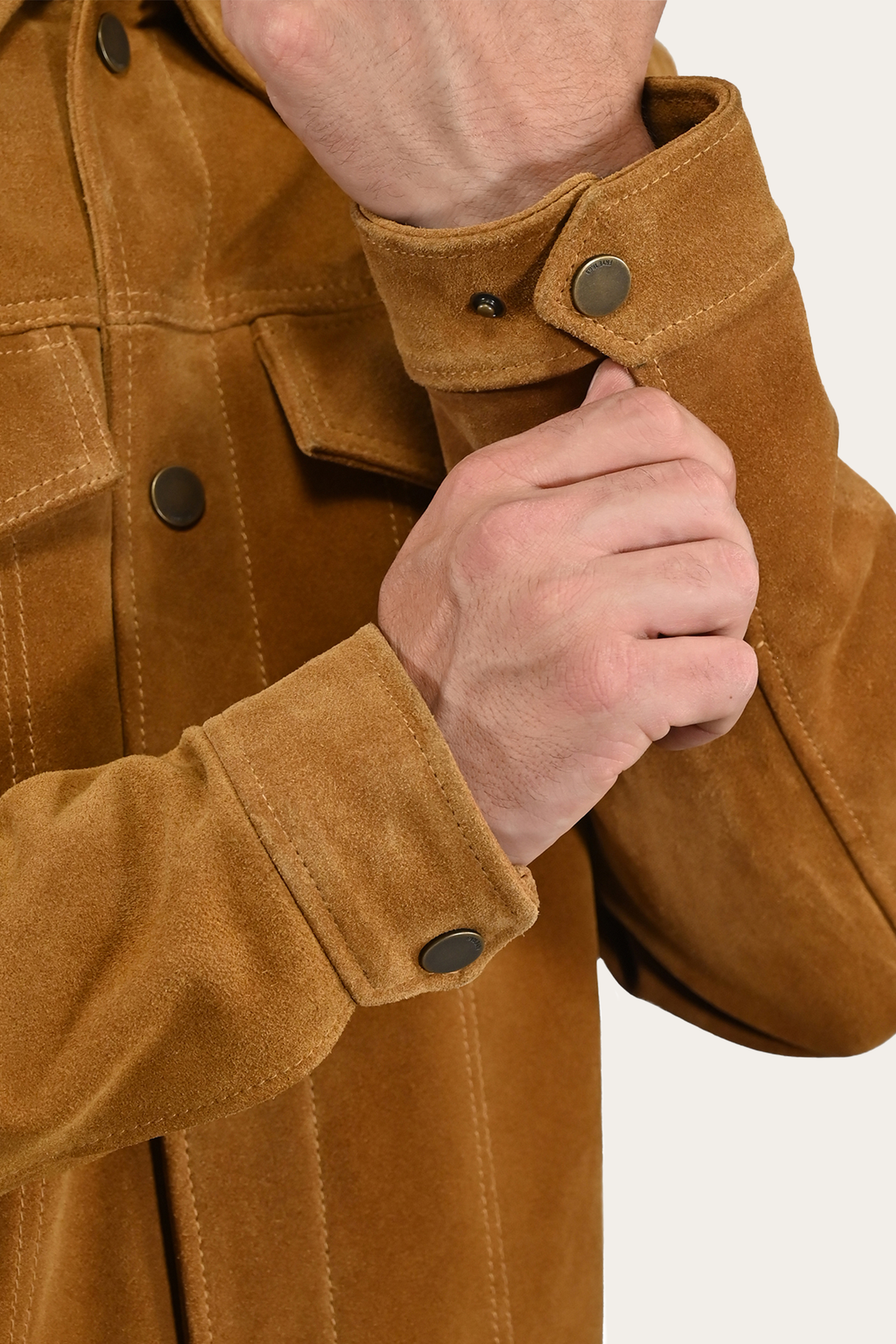 Men’s Tan Trailblazer Trucker Suede Jacket