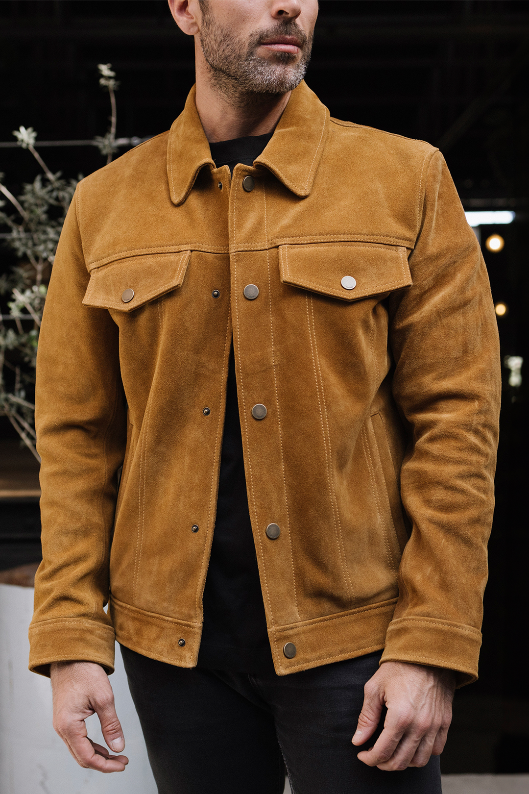 Men’s Tan Trailblazer Trucker Suede Jacket