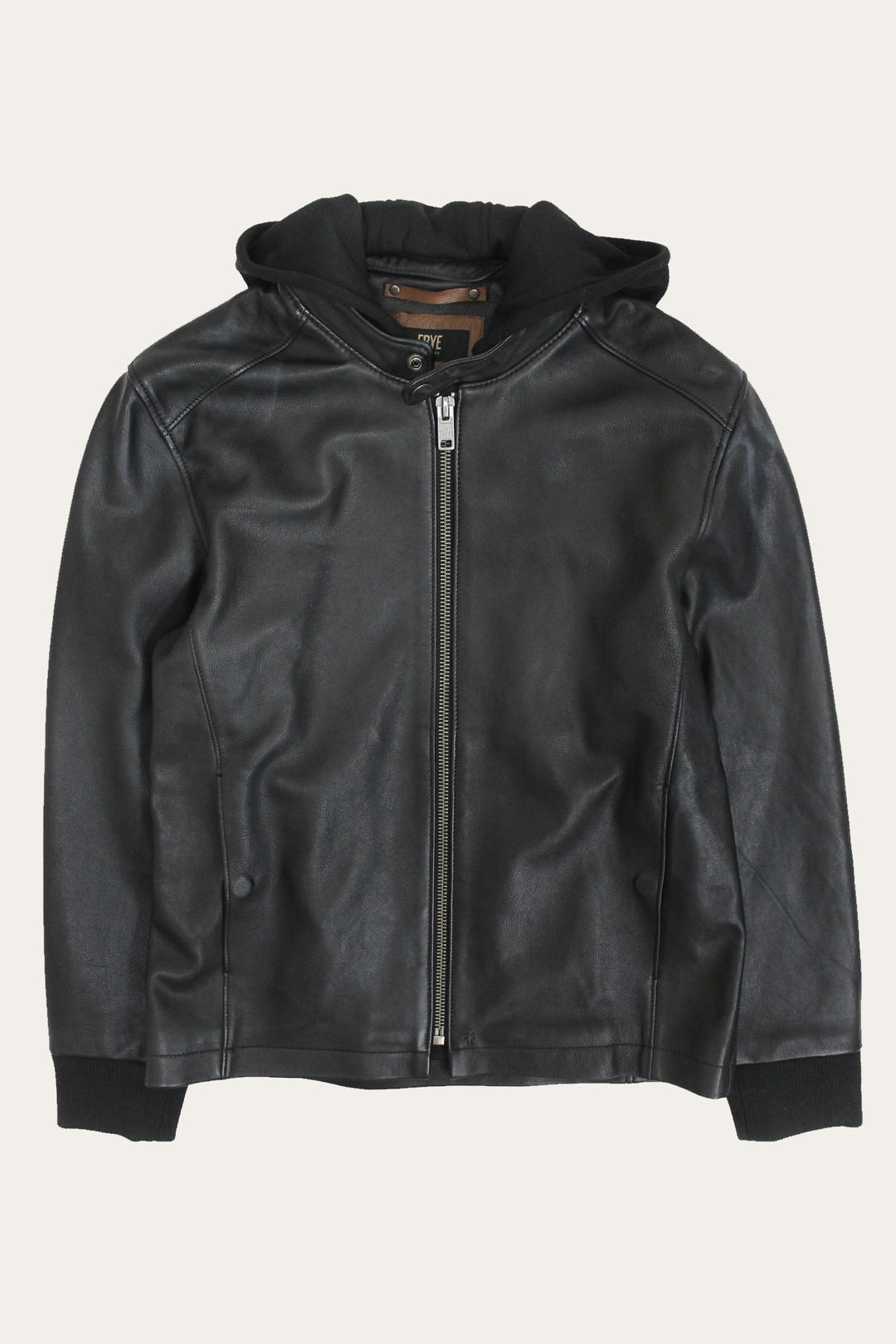 Men’s Black Saddle Racer Leather Hooded Jacket