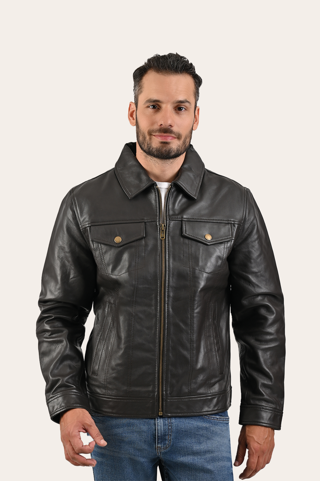 Men’s Dark Brown Kentucky Trucker Leather Jacket