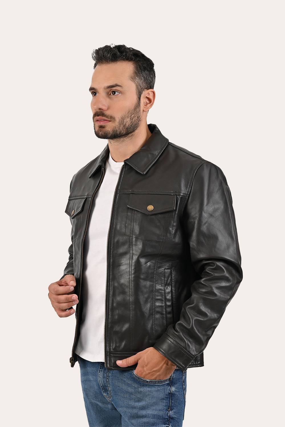 Men’s Dark Brown Kentucky Trucker Leather Jacket