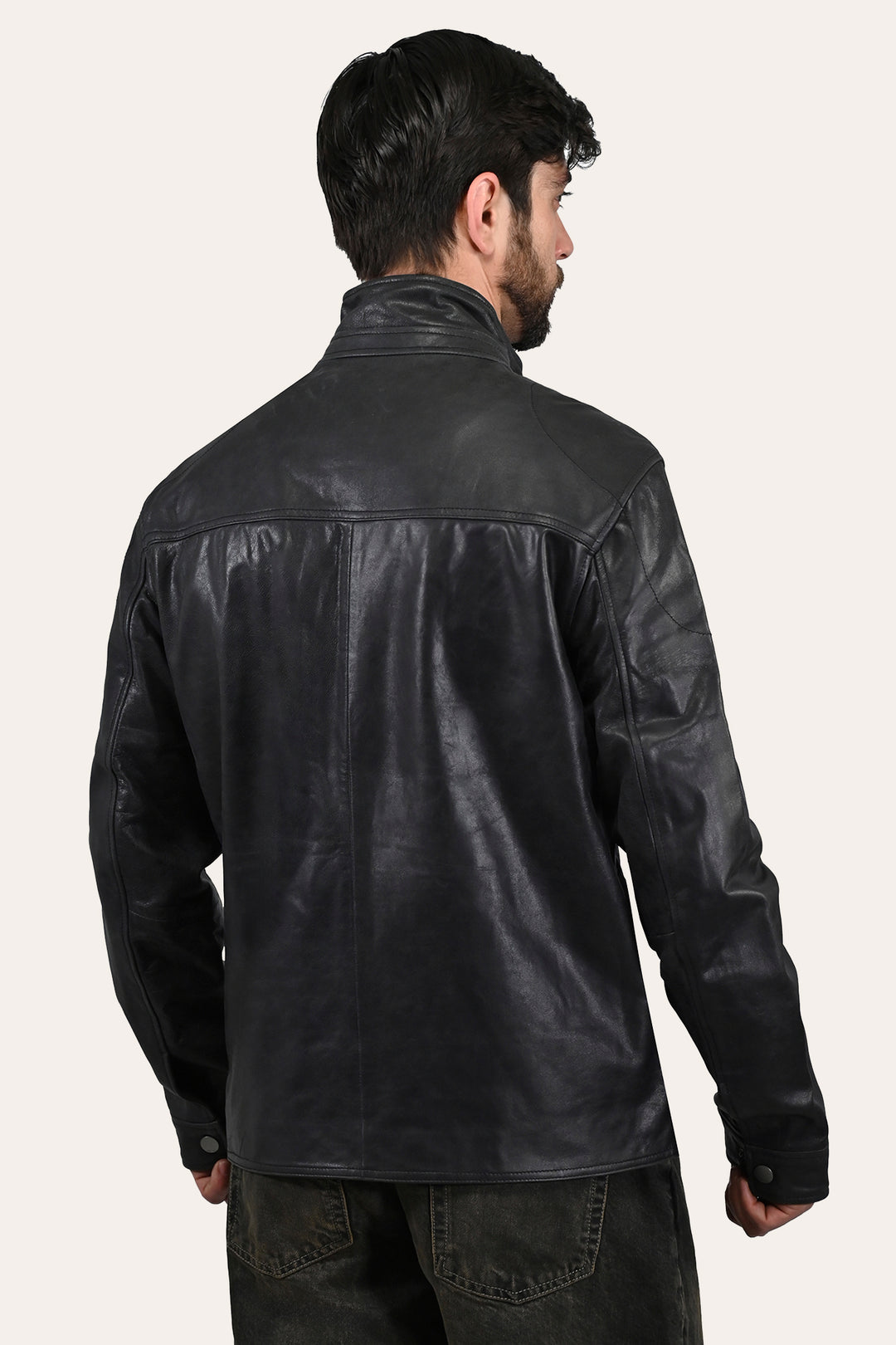 Men’s Black Lawton Modern Nappa Biker Jacket