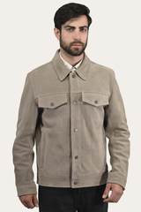 Men’s Taupe Trailblazer Suede Trucker Jacket
