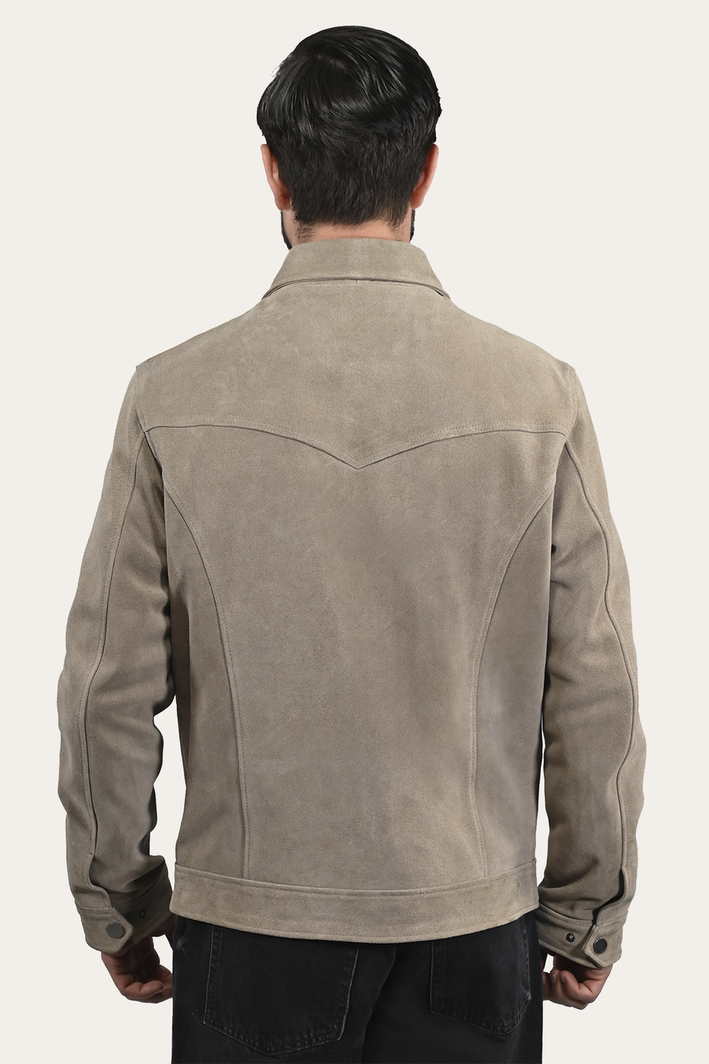 Men’s Taupe Trailblazer Suede Trucker Jacket