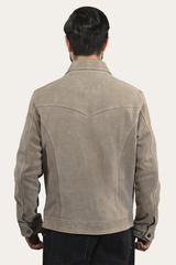 Men’s Taupe Trailblazer Suede Trucker Jacket