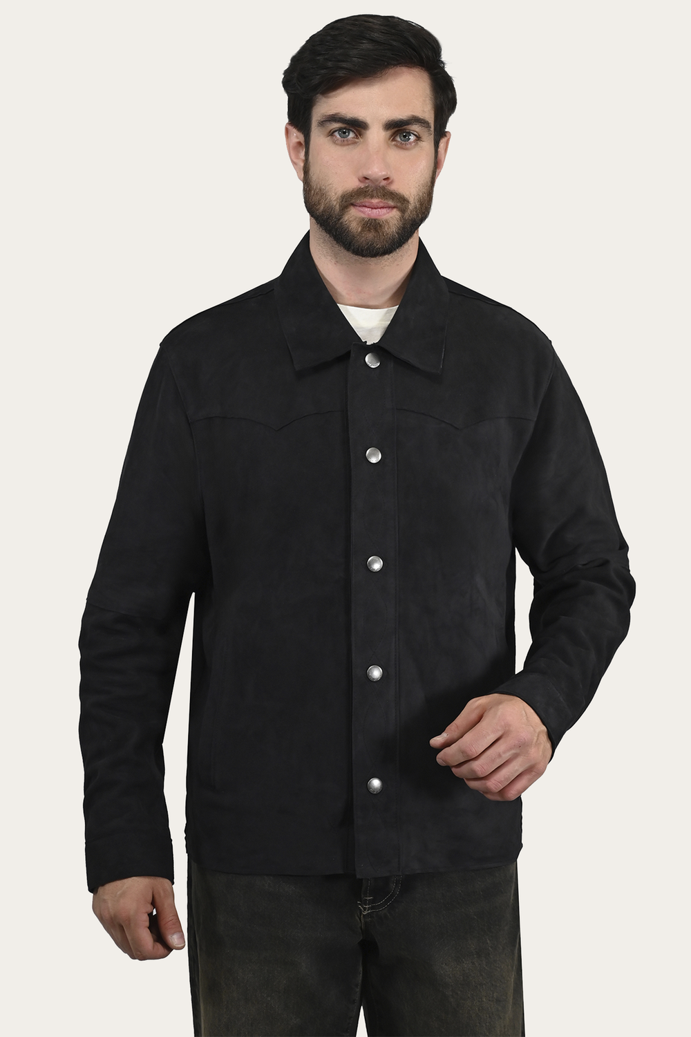 Men’s Navy Blue Judd Minimalist Suede Shacket