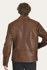 Men’s Tobacco Huck Cowhide Racer Leather Jacket
