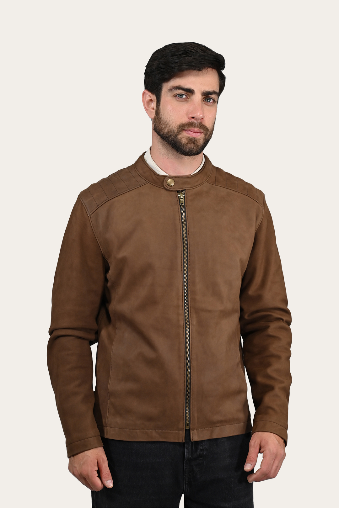 Men’s Tobacco Desert Racer Leather Jacket