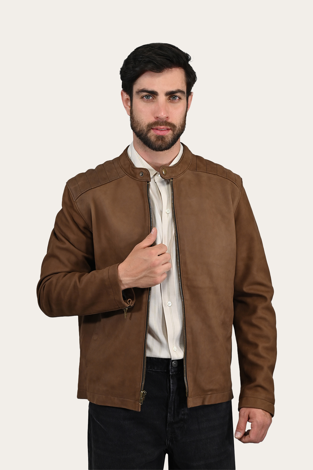Men’s Tobacco Desert Racer Leather Jacket