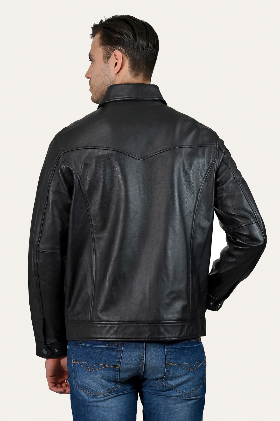 Men’s Black Durango Trucker Leather Jacket