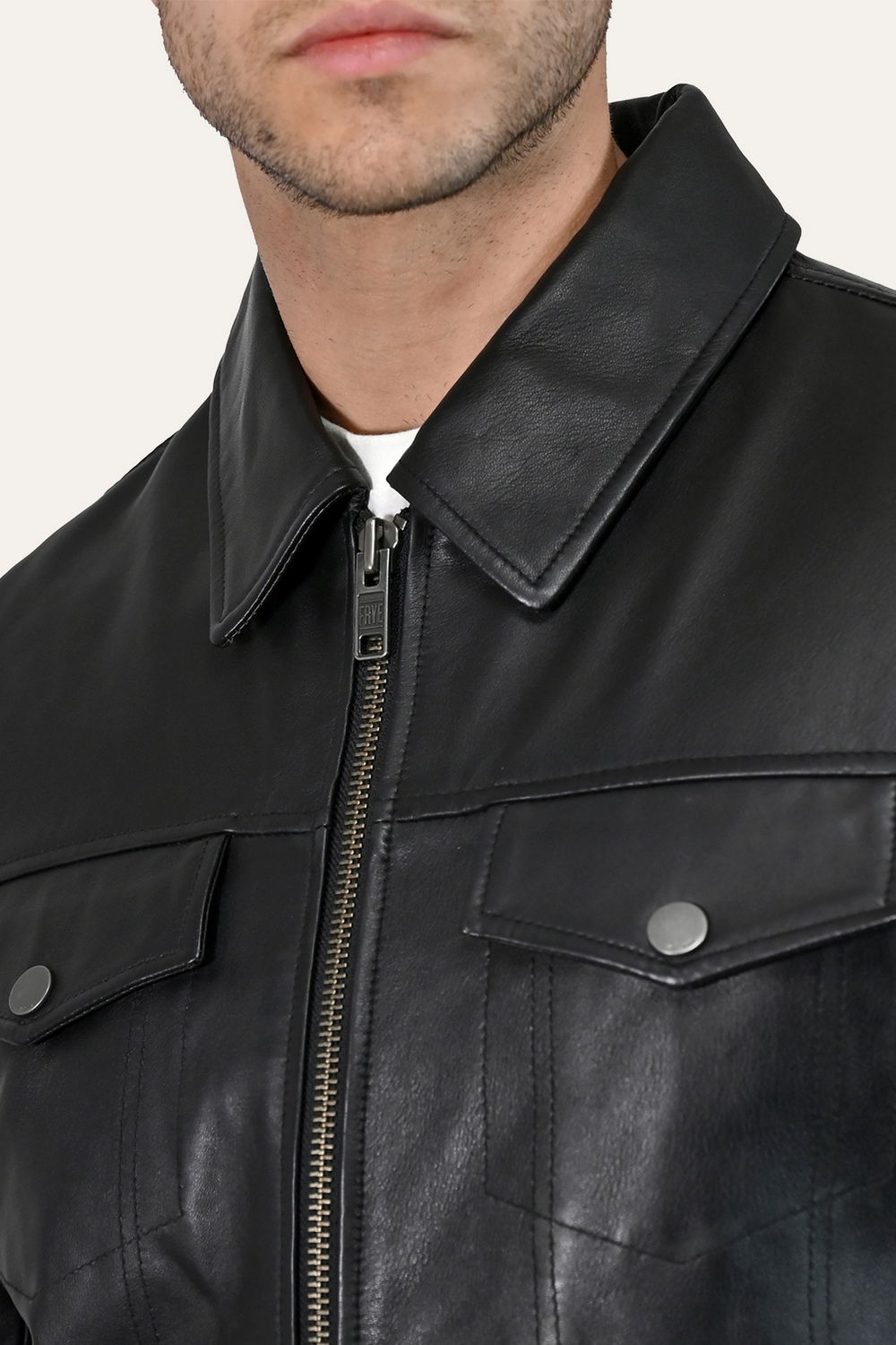 Men’s Black Durango Trucker Leather Jacket