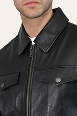 Men’s Black Durango Trucker Leather Jacket