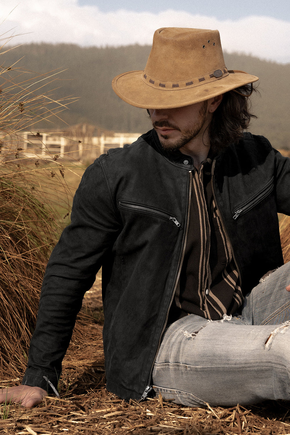 Men’s Black Cattleman Vintage Cafe Racer Leather Jacket