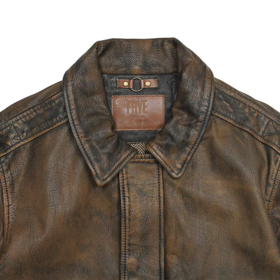 Men’s Brown Beige Nebraska Bomber Leather Jacket